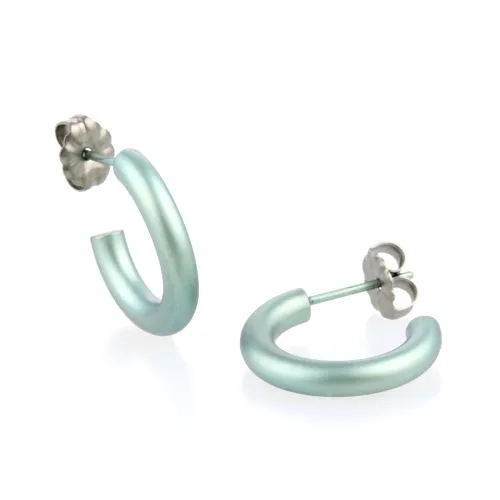 Small 12mm Light Green Round Hoop Earrings